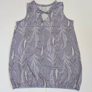 Loft Outlet Sleeveless Purple Paisley Key Hold Tie Front Bubble Hem Shirt, SP